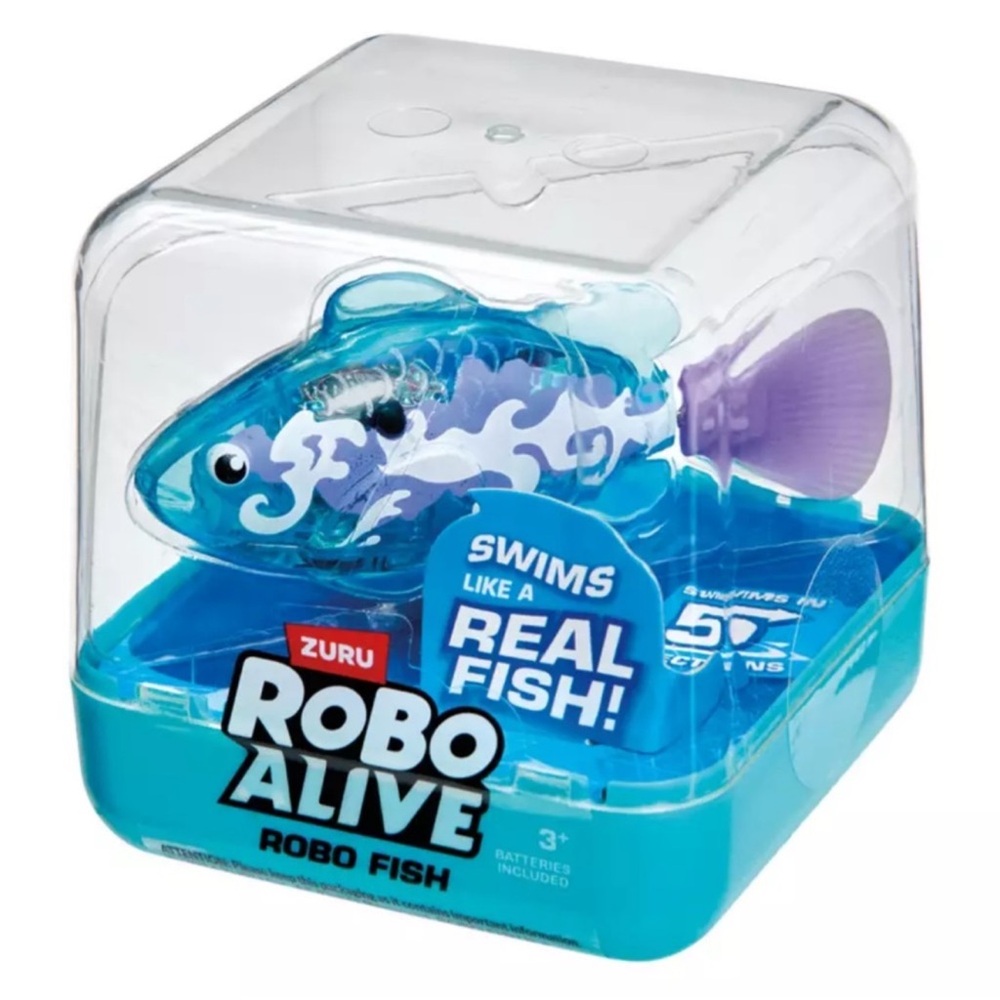 New in Package Robo Alive Water Activated Robotic Fish, blue & purple